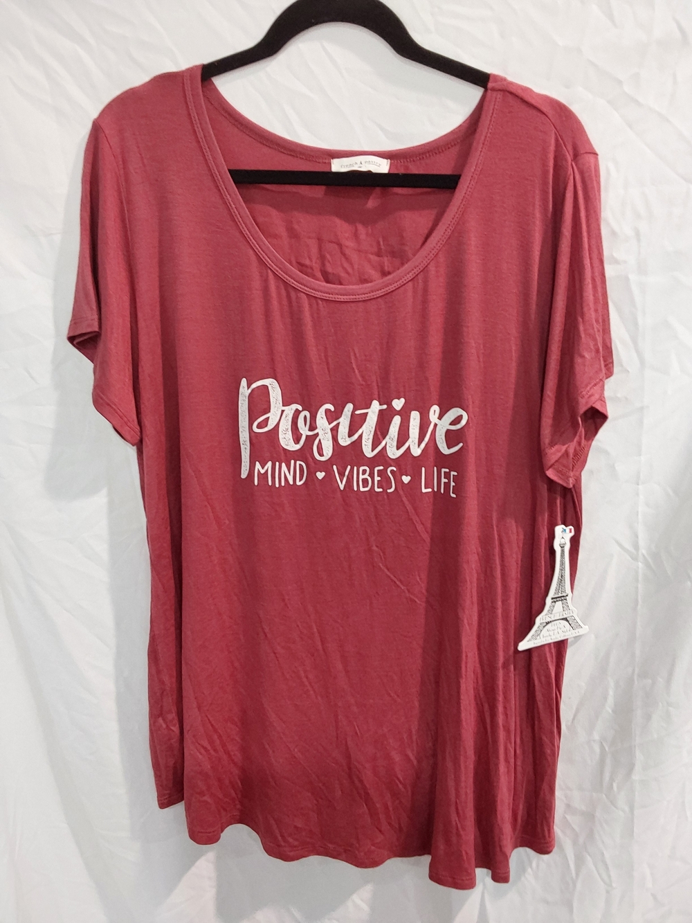 french pastry Rose Scoop-Neck Graphic Tee - White Script